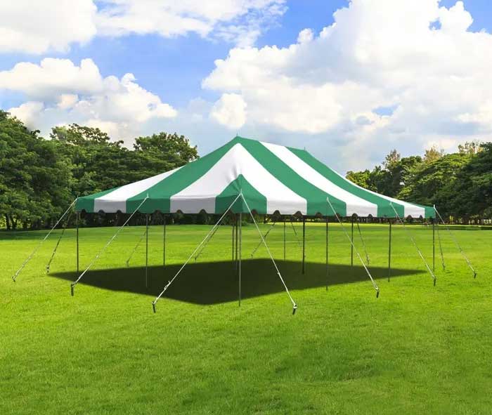 Weekender 20x30 Pole Tent - Green/White Stripes